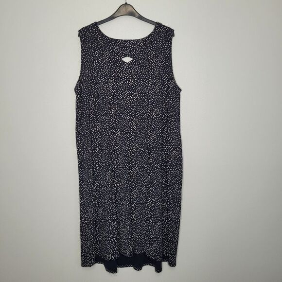 J. Jill Dresses & Skirts - J. Jill Wearever collection navy beige polka-dot stretch plus size maxi dress 2x
